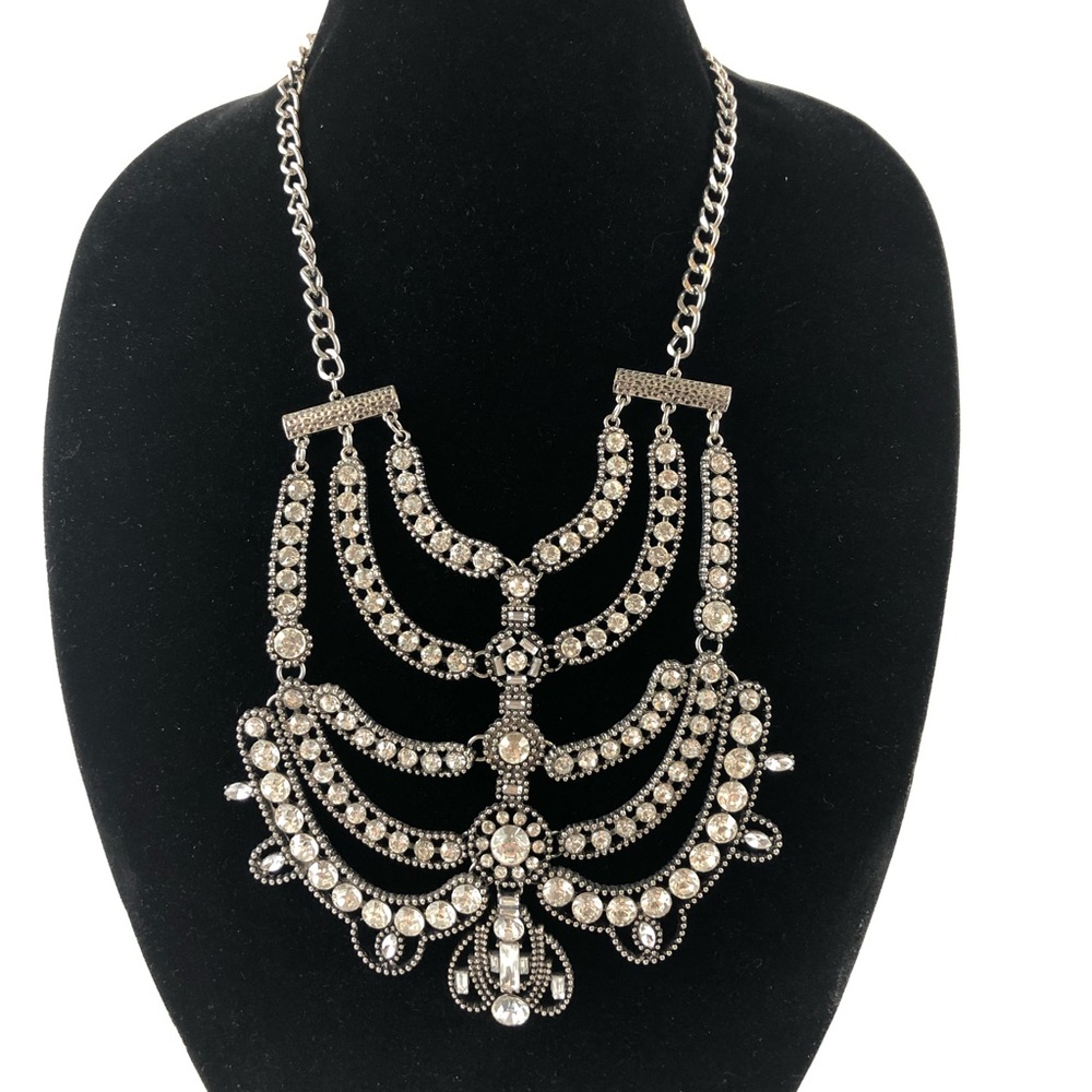 Charming Charlie Statement Long Silver Necklace
